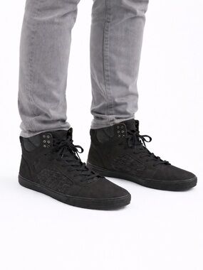 Size 13 Supra Vaider Style Black High Top Skate Sneakers Textile Panel